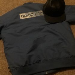 Adidas Used Jacket Medium And Adidas Leather Snap Back Hat Everything For 20.00