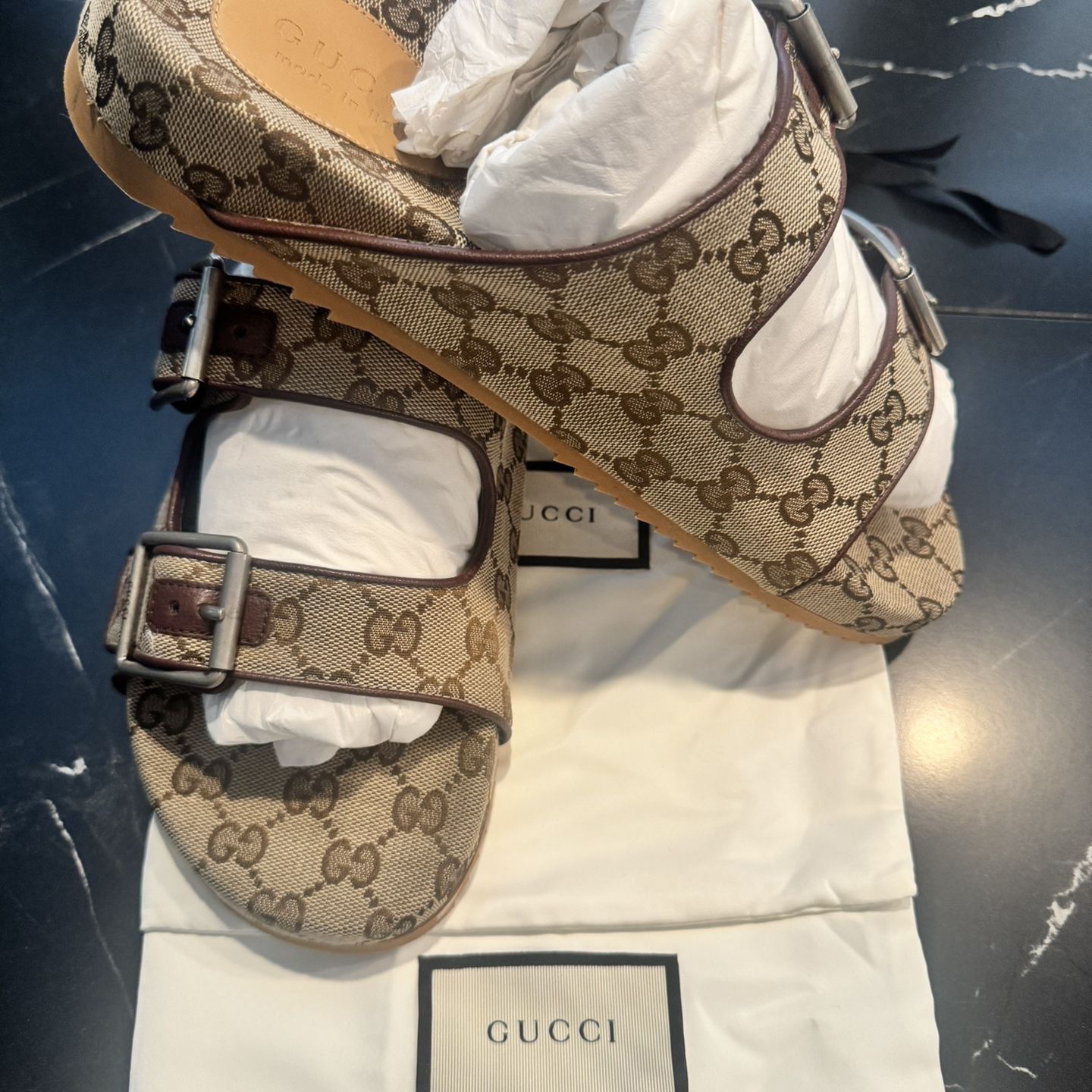 Gucci Slide Sandal With Straps Men Size 9 US