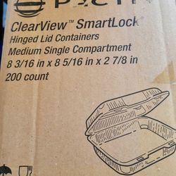 8"X 8" X 3" Clear Hinged Plastic Container 200 PCs. $60 Each Box