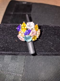 Sterling silver multi colored gemstones ring