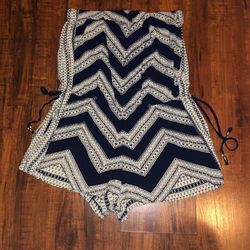 Chevron Navy Blue and White Shorts Romper