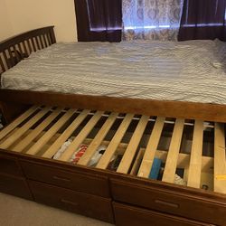 Double Bed Wood With Dresser