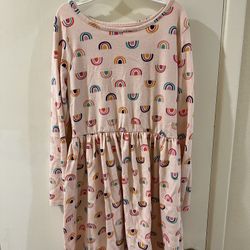 Girls Rainbow Long Sleeve Dress Size 7/8. 