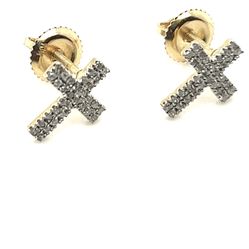 10kt Gold Diamond  Cross Earrings .15ctw 153616 2