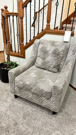 Modern Gray & Cream Accent Chair + Pillow – Excellent Condition