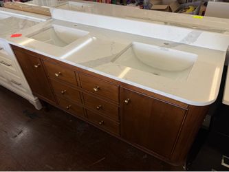 Collette 60 in. Double Sink Cinnamon Oak Bath Vanity with Quartz top