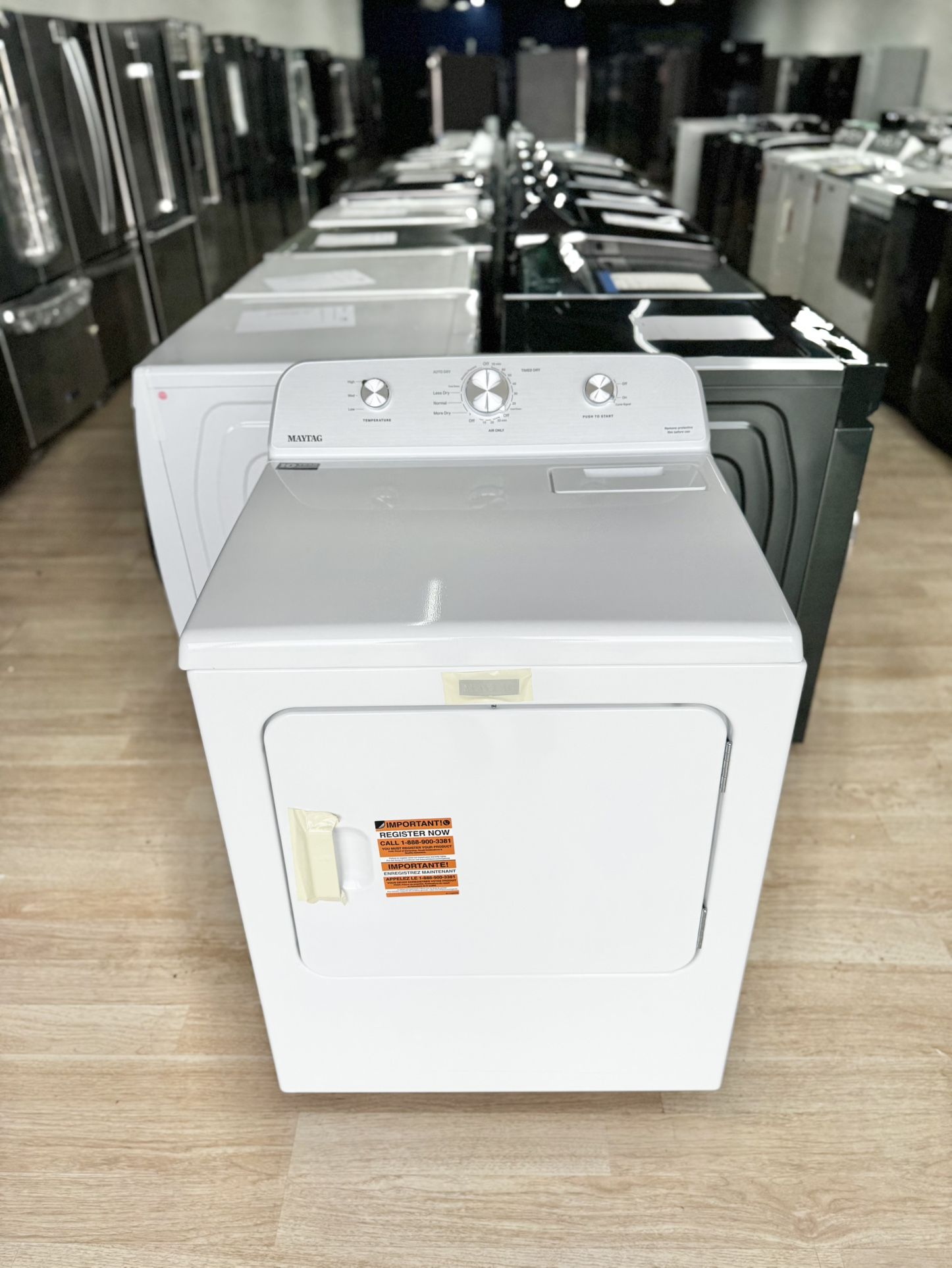 New Maytag - 7.0 Cu. Ft. Electric Dryer with Wrinkle Prevent - White Model: MED4500MW