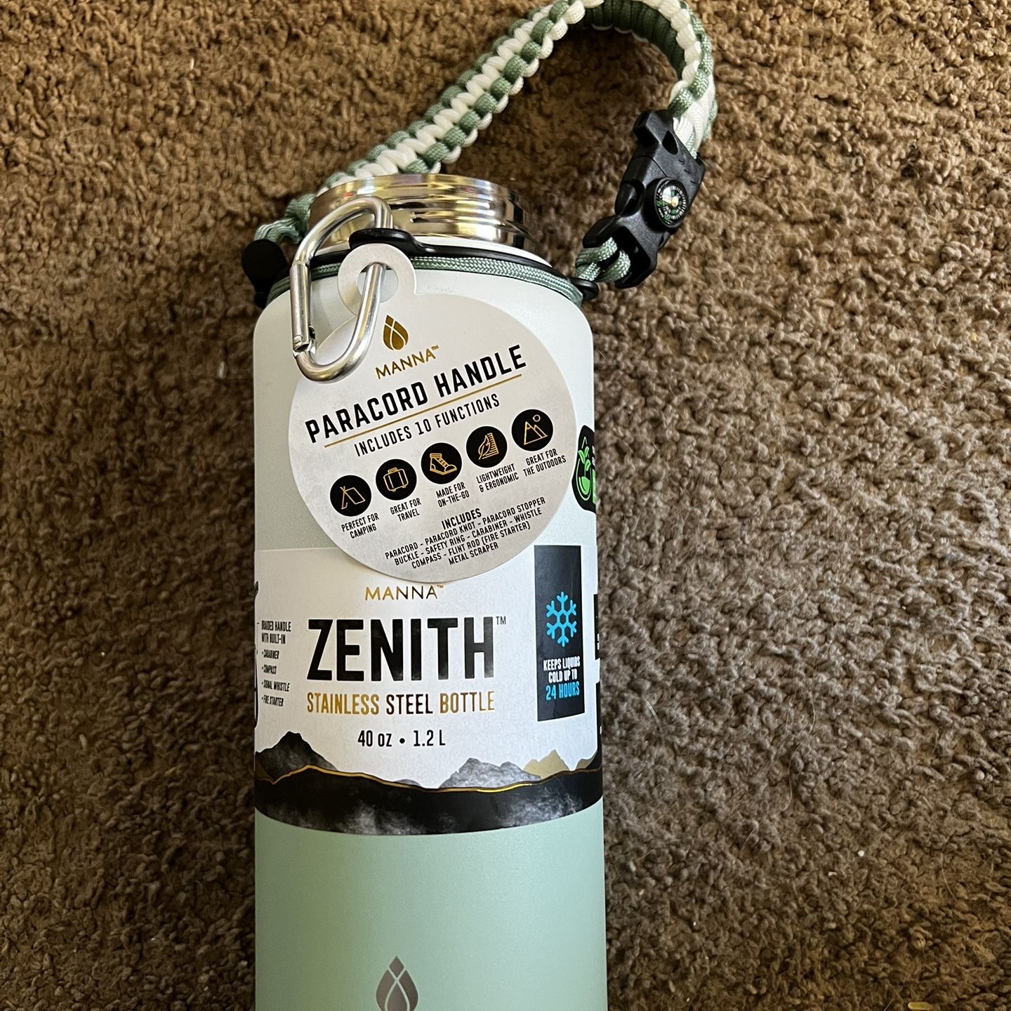 ネフライト瓶 Manna Zenith 40 Ounce Stainless Steel Bottle With Paracord Handle