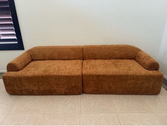 Brand New Tan/Orange Boneless Couch
