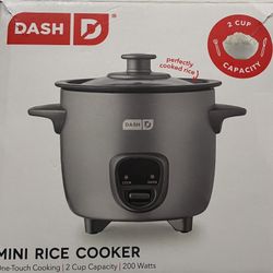 Dash 2-Cup Electric Mini Rice Cooker Compact, Dorm Room Grey 