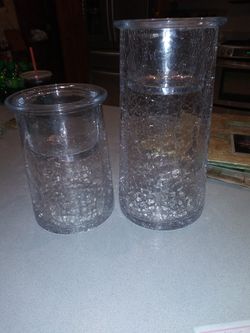 EVERYDAY CRACKLE GLASS LARGE AND MEDIUM CYLINDERS