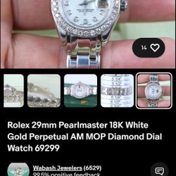 Women's Rolex 18k White Gold Perpetual Diamond Watch!!