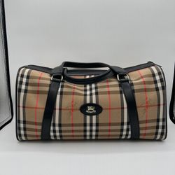 Burberry Haymarket Check Canvas Boston Bag