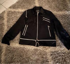 VERSACE.    Black Zip-Up Moto Jacket