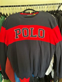 Red and blue Polo crewneck sweater