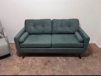 CORDUROY Green Sofa.  Gently used in office and comfy!