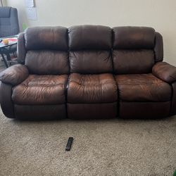 Edmar Dual Power Leather Reclining Sofa