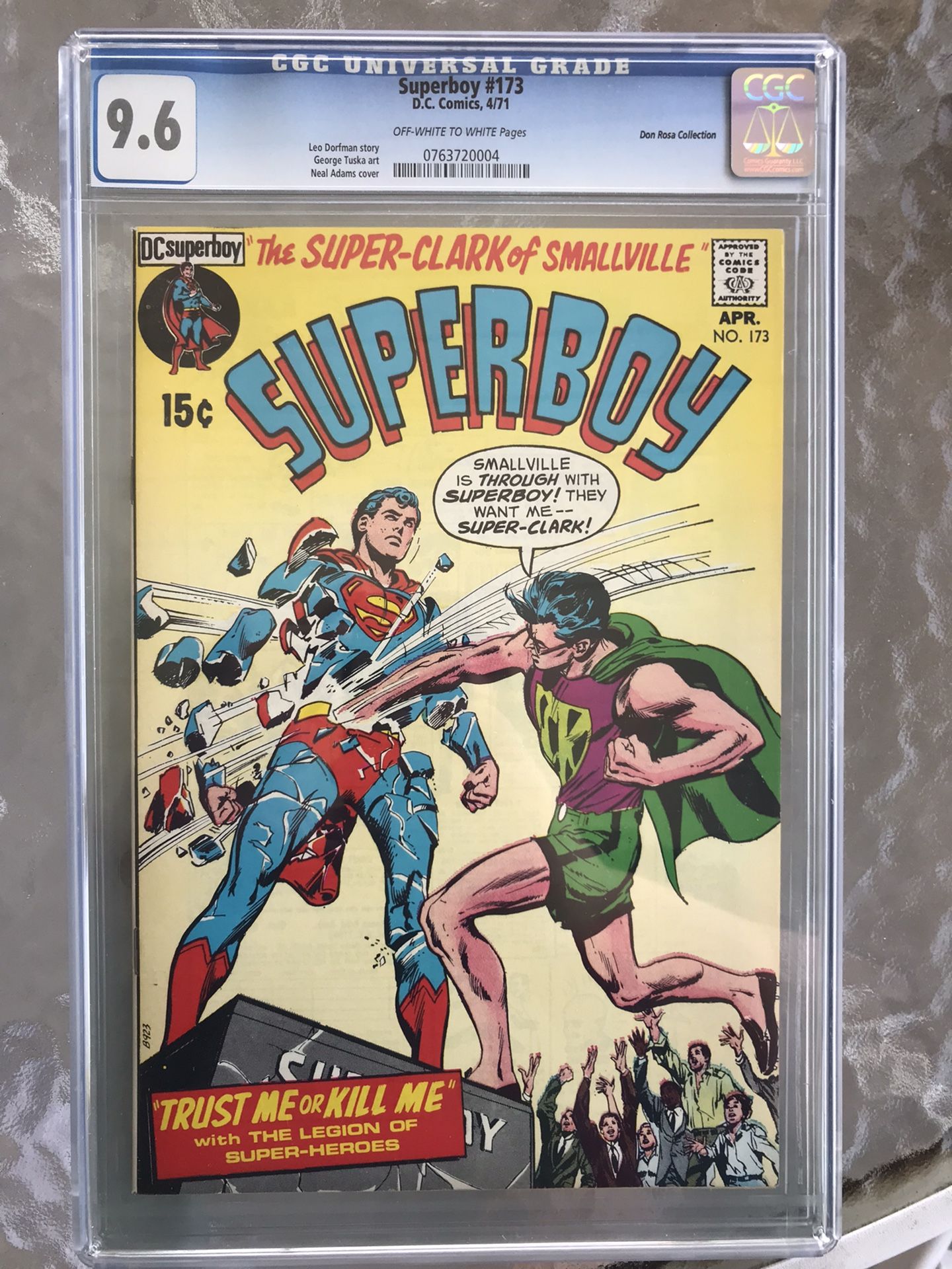 Superboy #173 (1971) CGC 9.6 — O/w to White Pgs; Neal Adams Cover; Don Rosa Col