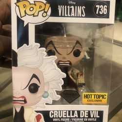 Cruella De Vil Funko Pop HOT TOPIC Diamond Exclusive (mint condition) Rare