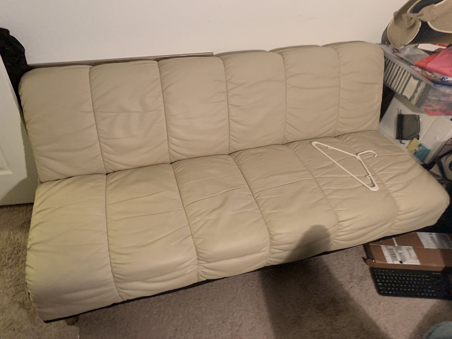 Light tan leather futon