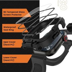 Goton 3 in 1 Waterproof Case with Band for Apple Watch with Built-in Tempered Glass Screen Protector 40mm, 360° Shockproof Bumper Face Cover with Band