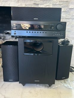 Onkyo amplifier , mid range subwoofer and 3 speakers