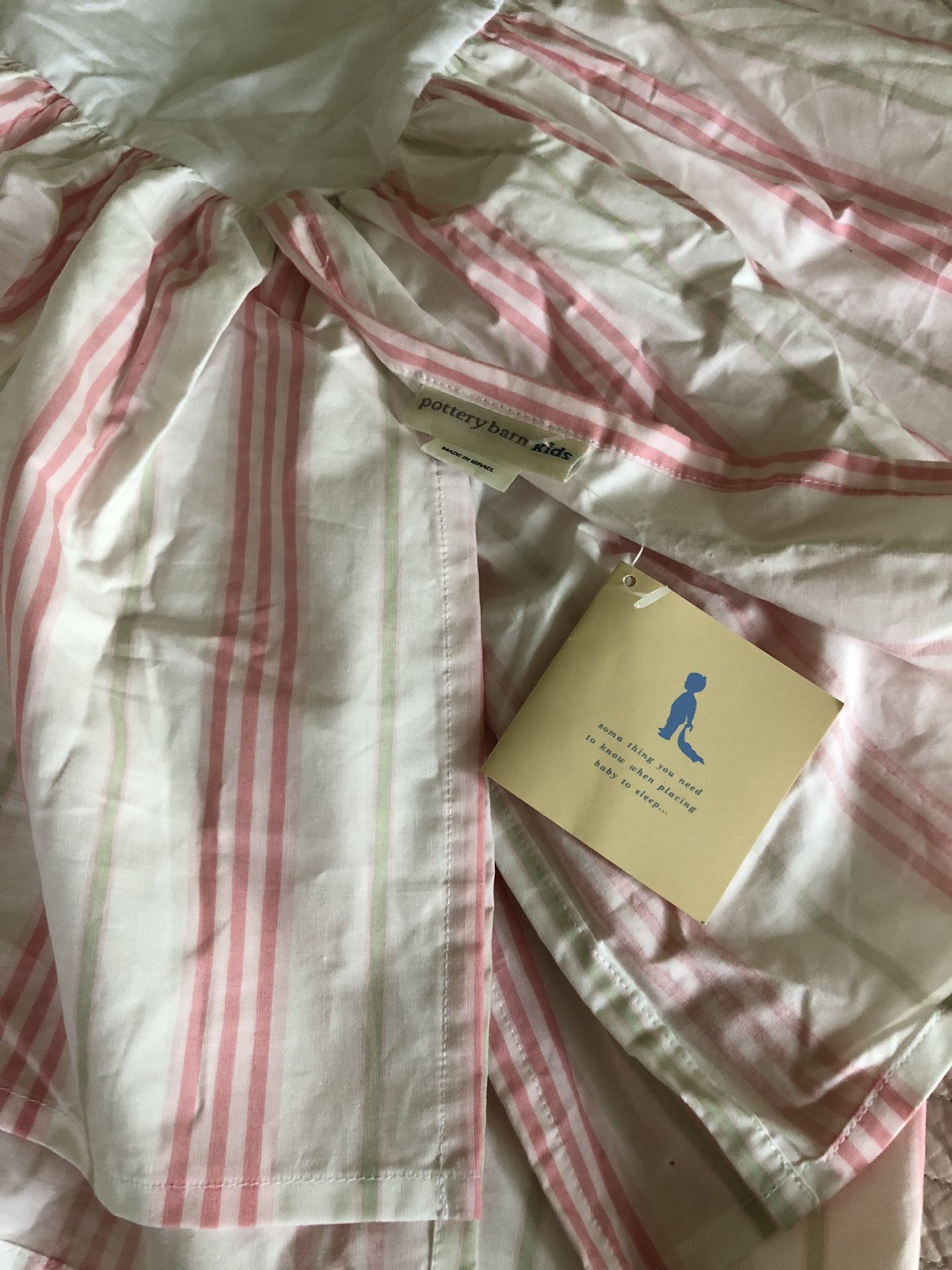 Pottery Barn Kids New With Tag Pink Striped Crib Sheet