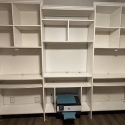 Wall Unit Bookshelf With 2 Desk Work Areas