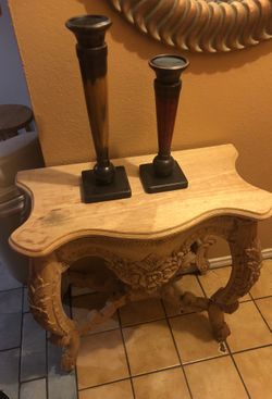 Rustic table and candle holders