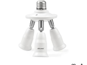 DiCUNO 3 in 1 E26 Light Socket Splitter, 360° Adjustable and 180° Bendable Adjustable E26 Socket Adapter, Standard Base LED Bulb Converter, 3 Way Bulb