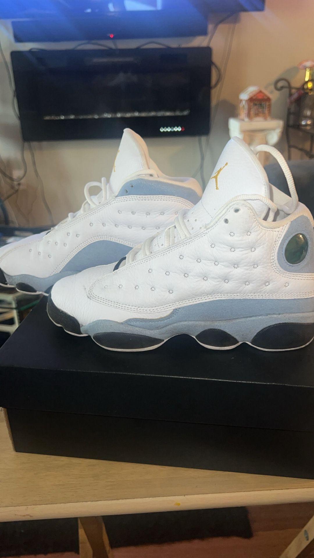 Air Jordan Retro 13 size 4.5 in men so 6.5 in women, baby blue cardinal & white, basically new in box
