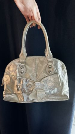 Roberta Gandolfi Purse  Bag Italian Leather Gold-Silver Ombre Metallic 3D Bow