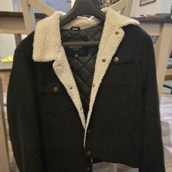  GUESS Black Corduroy Sherpa Lined Jacket 