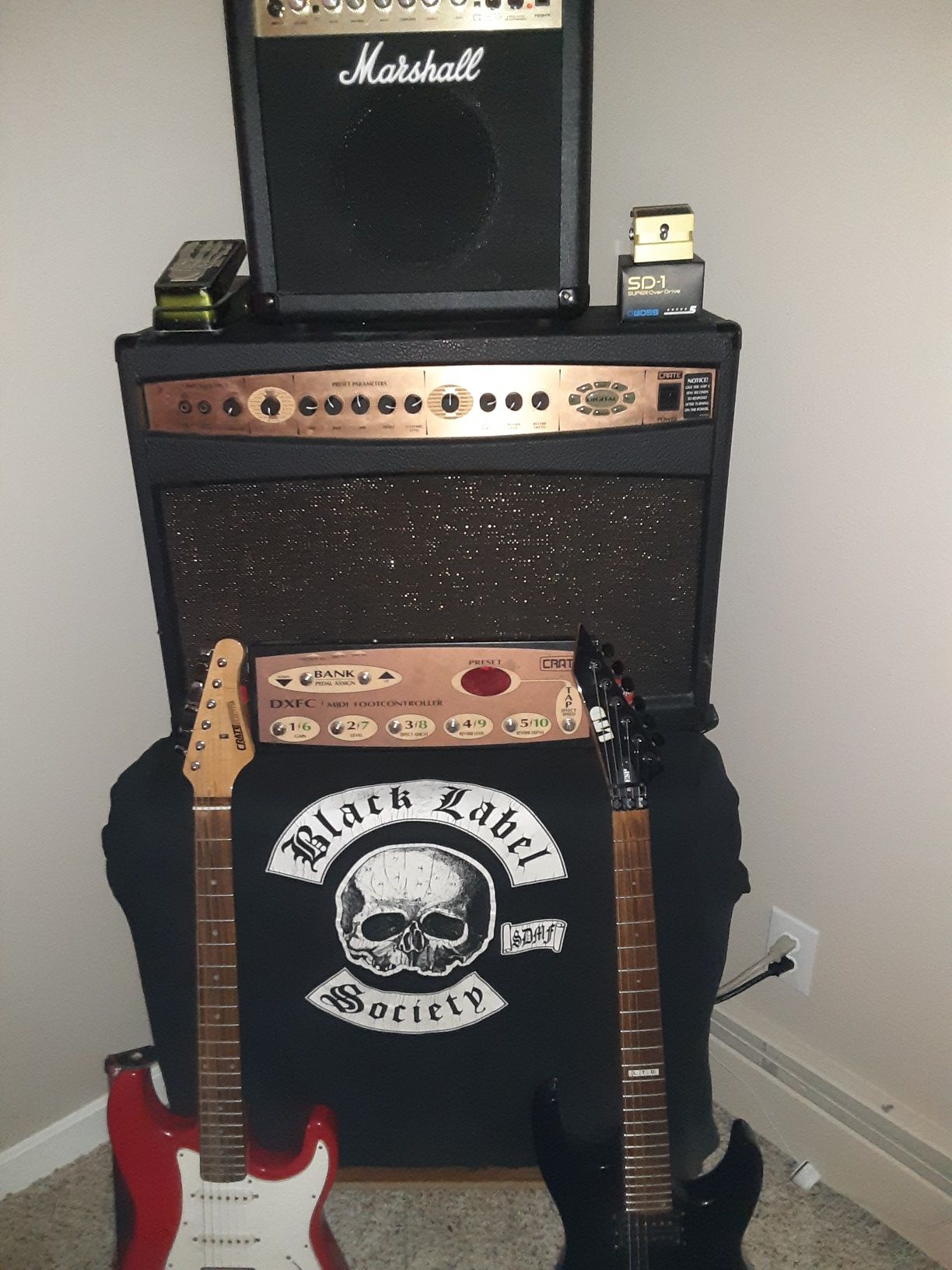 Guitar, amp and accessories