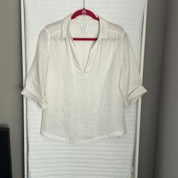 Sigrid Olsen White Linen Blouse