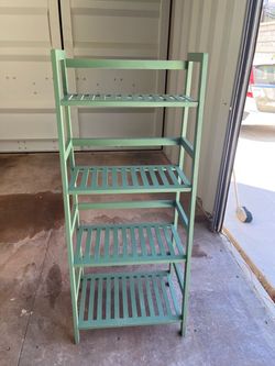 Shelf- Green Wood 5-Tier Slatted Shelf Unit