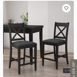 Upholstered Wood Counter Stools (Set of 3)