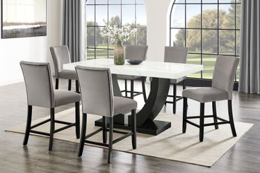 Counter Height Dining Table and 6 Chairs Set