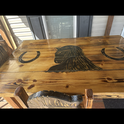 Wooden table with 6 chairs