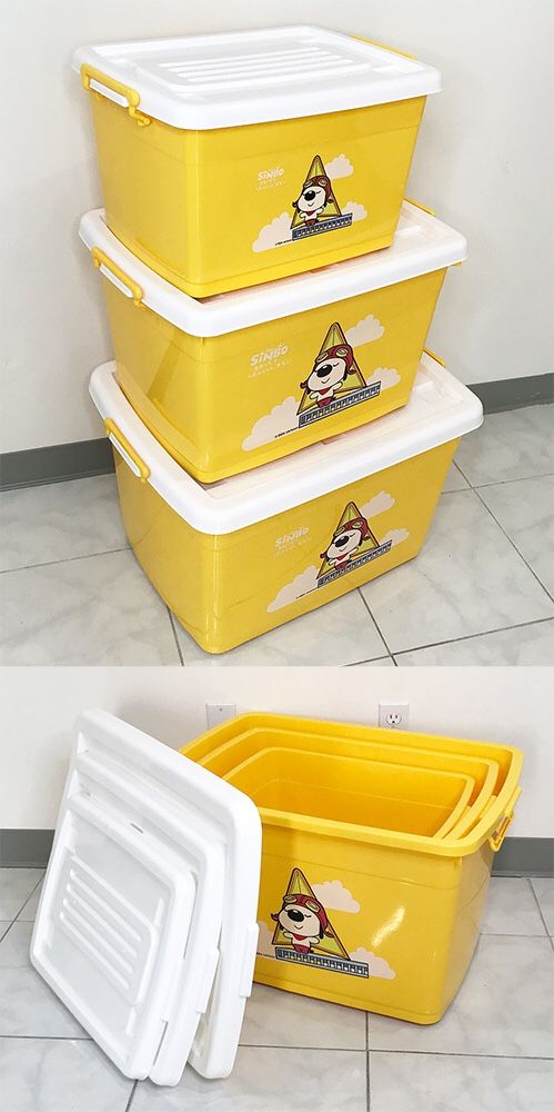 New $20 (Pack of 3) Large Plastic Storage Container with Wheels, Sizes: 38gal, 25gal, 16gal