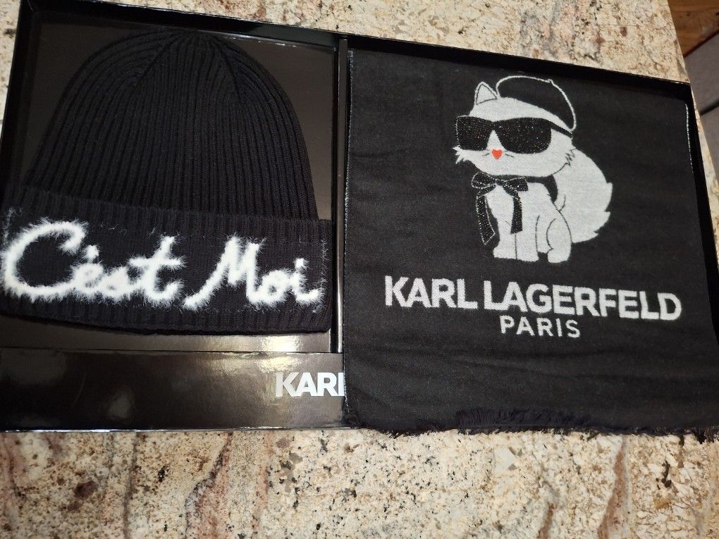 KARL LAGERFELD PARIS Gift Set 2PC SET SCARF, HAT