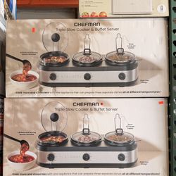 Chefman Triple Slow Cooker Brand New In Box 