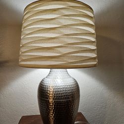 Silver Hammered Metal Table Lamp 