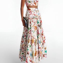 NWT Cammense set with maxi skirt and top with shell print. Size: XS 