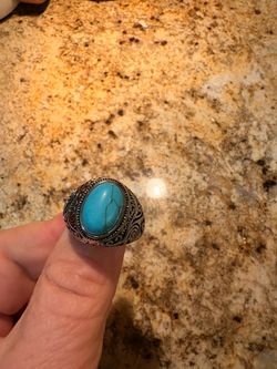 Men’s Silver Turquoise Stone Statement Ring