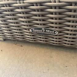 Sunset West Wicker Outdoor Chaise Lounge w/ Cushions