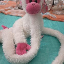 Ty Beanie Baby Love Me A White And Pink Monkey 2005