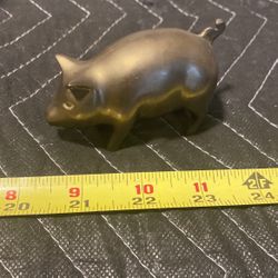 Brass Pig Figurine Paperweight 