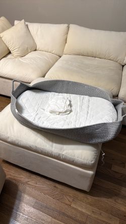 Gray Woven Rope Baby Moses Basket