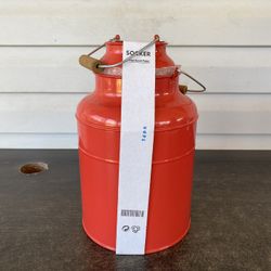NEW! IKEA SOCKER Sage Red Primitive Farmhouse MILK CAN Lot of 2